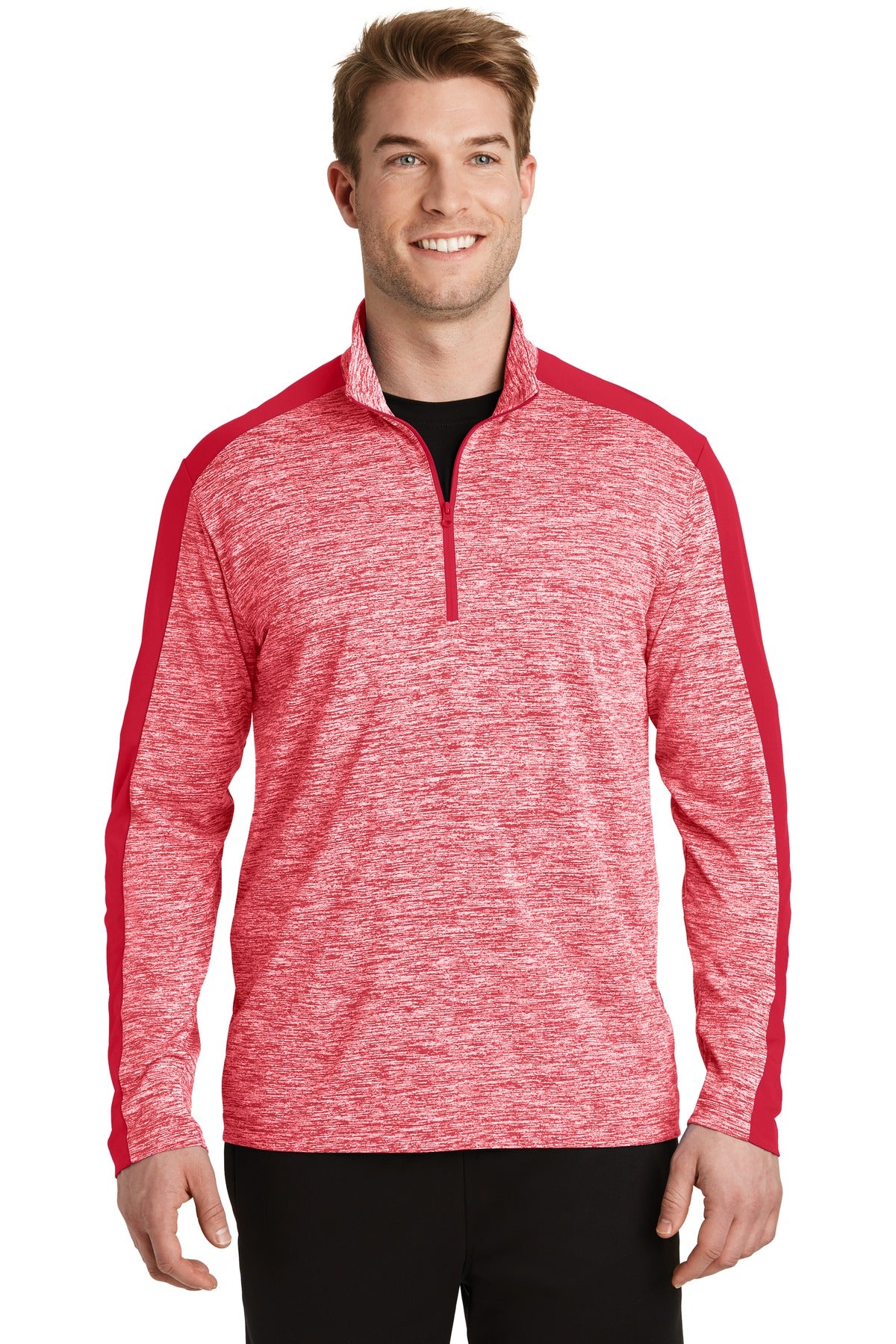 Sport-Tek Men's PosiCharge Electric Heather Colorblock 1/4-Zip Pullover Mens Apparel Sweatshirts & Fleece