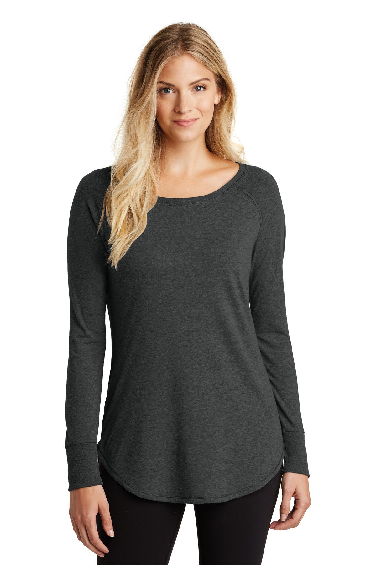 District Women's Perfect Tri Long Sleeve Tunic Tee. DT132L Womens Apparel Shirts & Tops