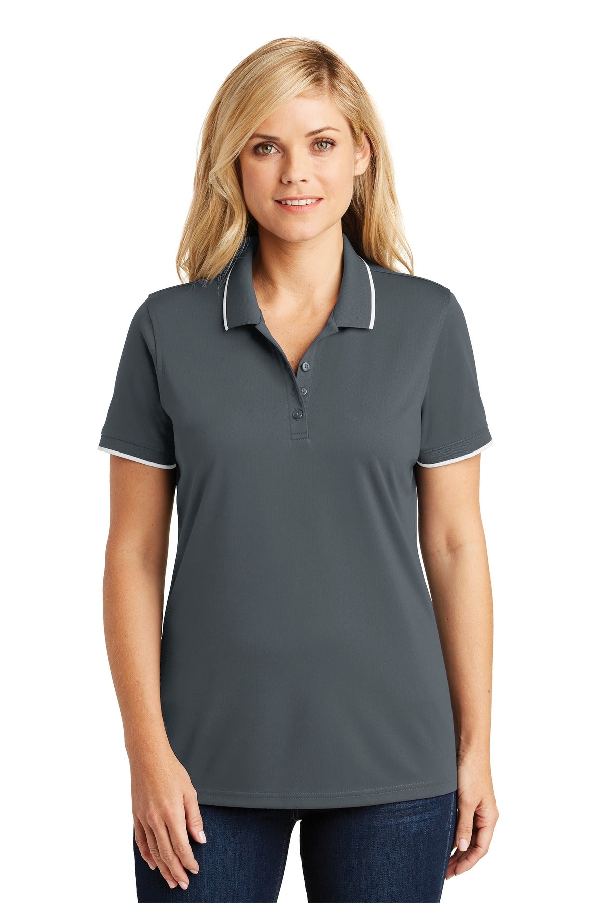 Port Authority Women's Dry Zone UV Micro-Mesh Tipped Polo. LK111 Womens Apparel Shirts & Tops