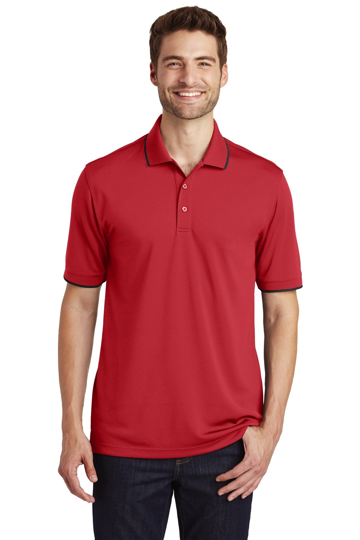 Port Authority Men's Dry Zone UV Micro-Mesh Tipped Polo. K111 Mens Apparel Shirts & Tops
