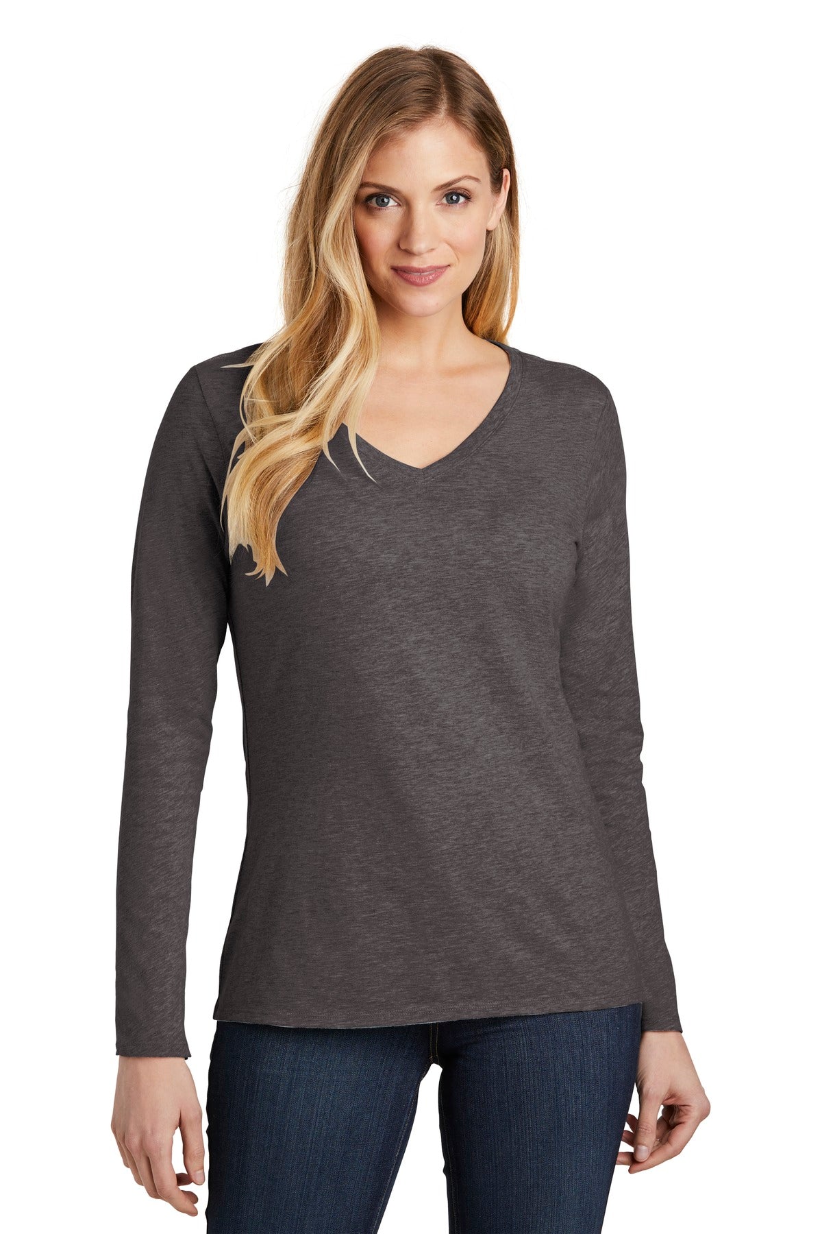 District Women's Very Important Tee Long Sleeve V-Neck. DT6201 Womens Apparel Shirts & Tops