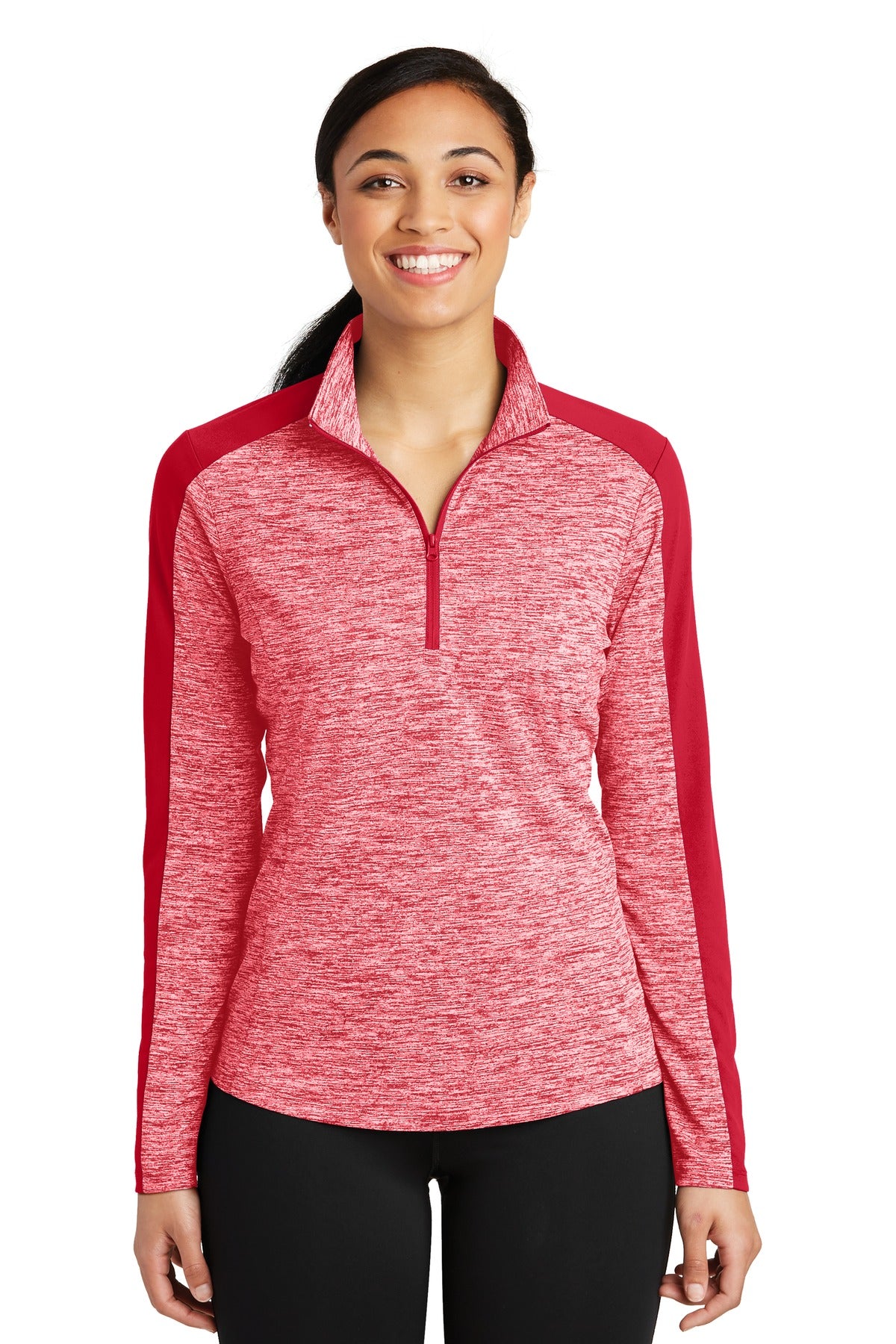 Sport-Tek Women's PosiCharge Electric Heather Colorblock 1/4-Zip Pullover LST397 Womens Apparel Sweatshirts & Fleece