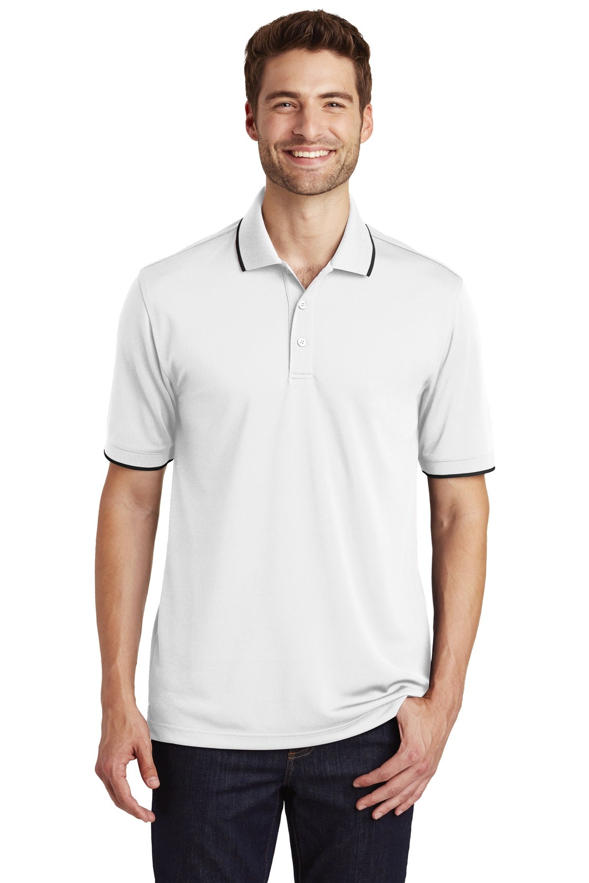 Port Authority Men's Dry Zone UV Micro-Mesh Tipped Polo. K111 Mens Apparel Shirts & Tops