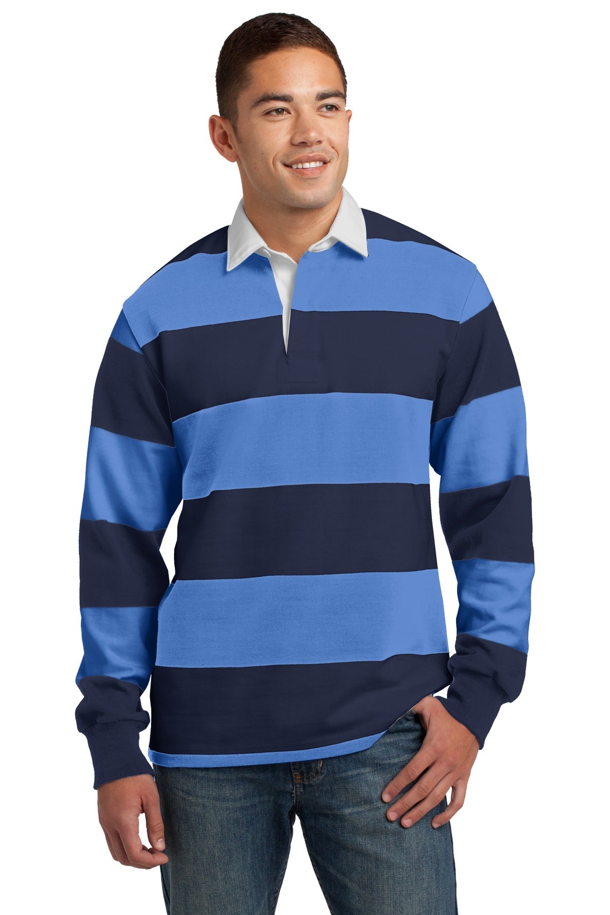 Sport-Tek Men's Classic Long Sleeve Rugby Polo Mens Apparel Shirts & Tops