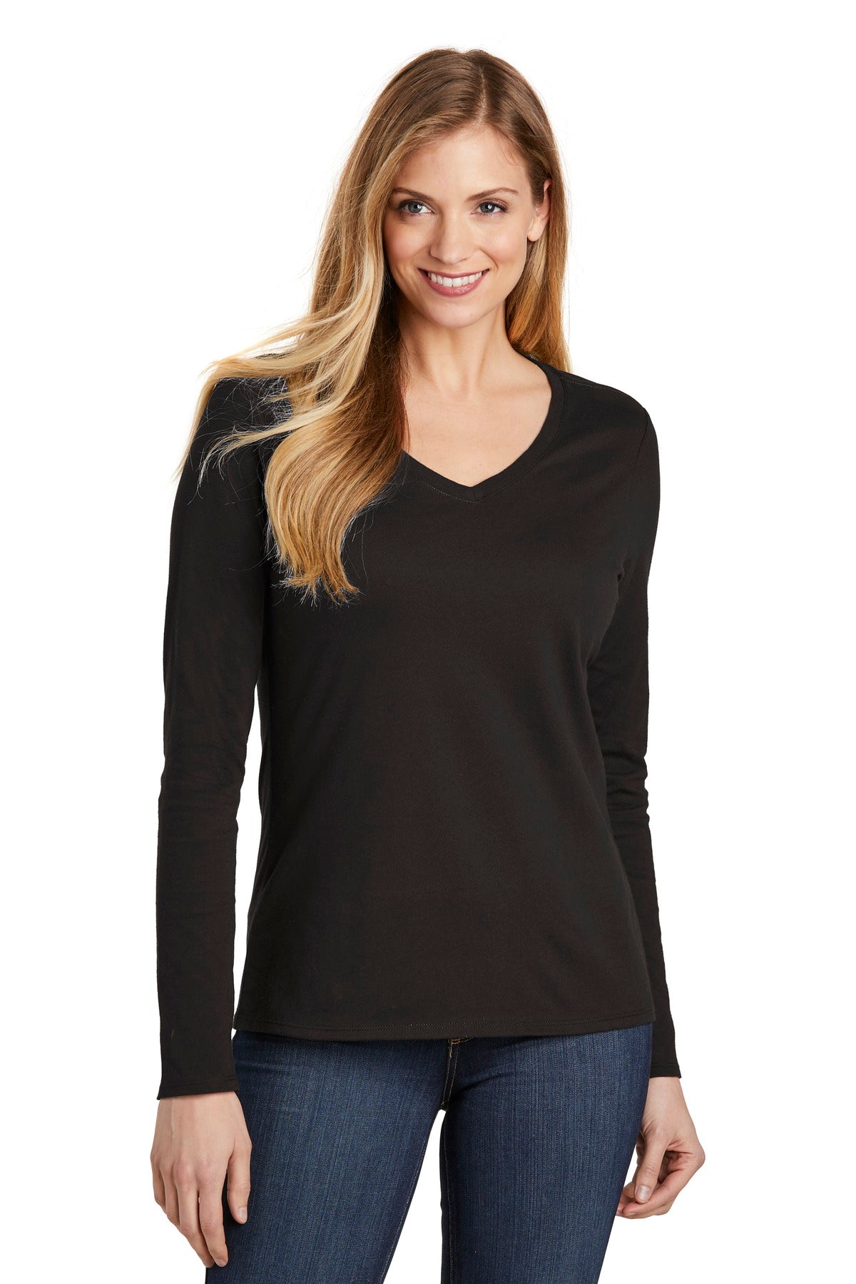 District Women's Very Important Tee Long Sleeve V-Neck. DT6201 Womens Apparel Shirts & Tops