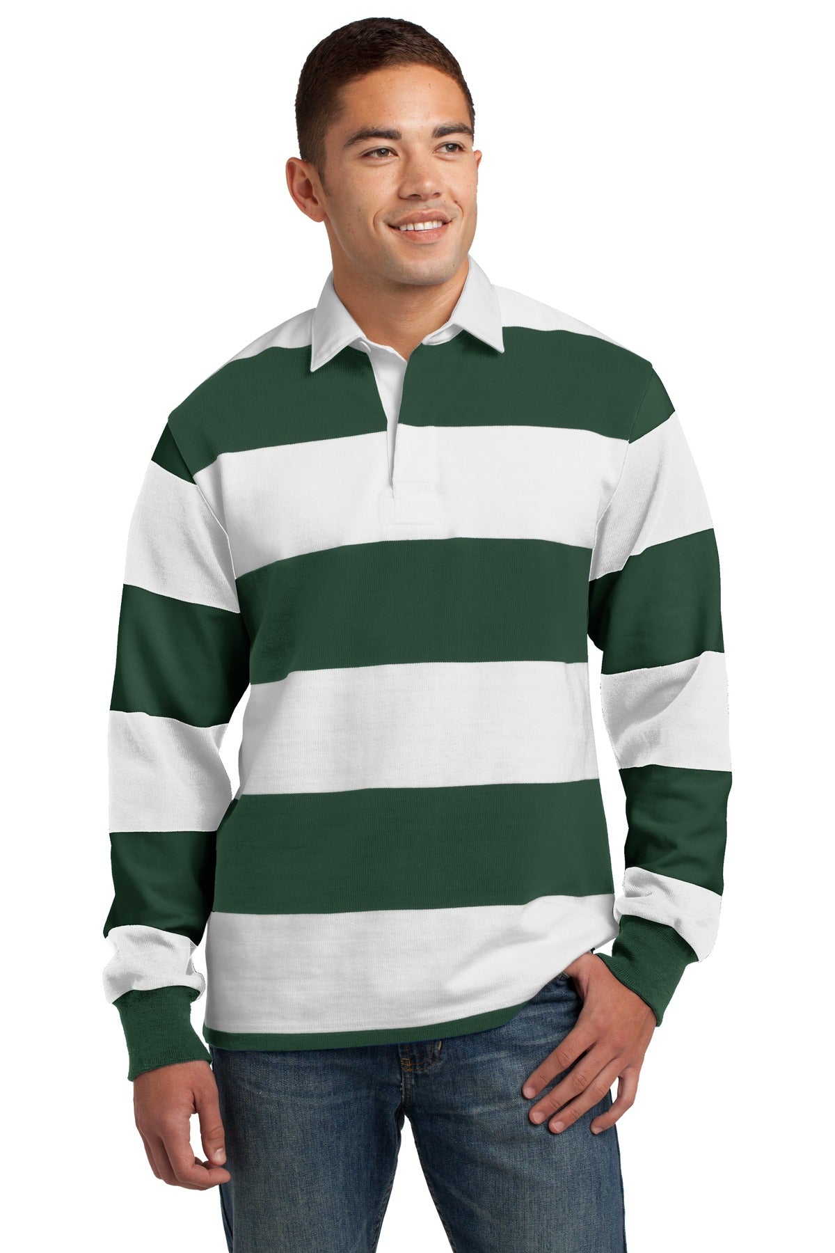 Sport-Tek Men's Classic Long Sleeve Rugby Polo Mens Apparel Shirts & Tops