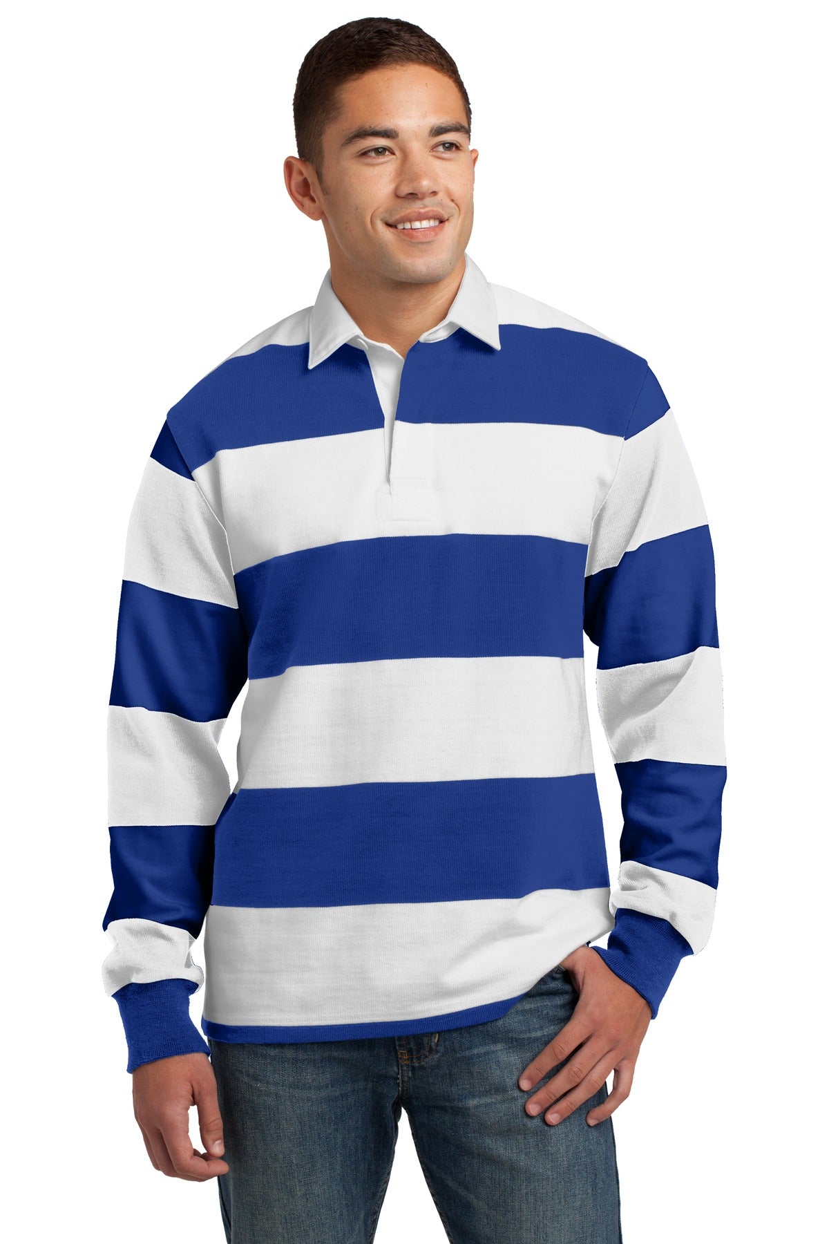 Sport-Tek Men's Classic Long Sleeve Rugby Polo Mens Apparel Shirts & Tops
