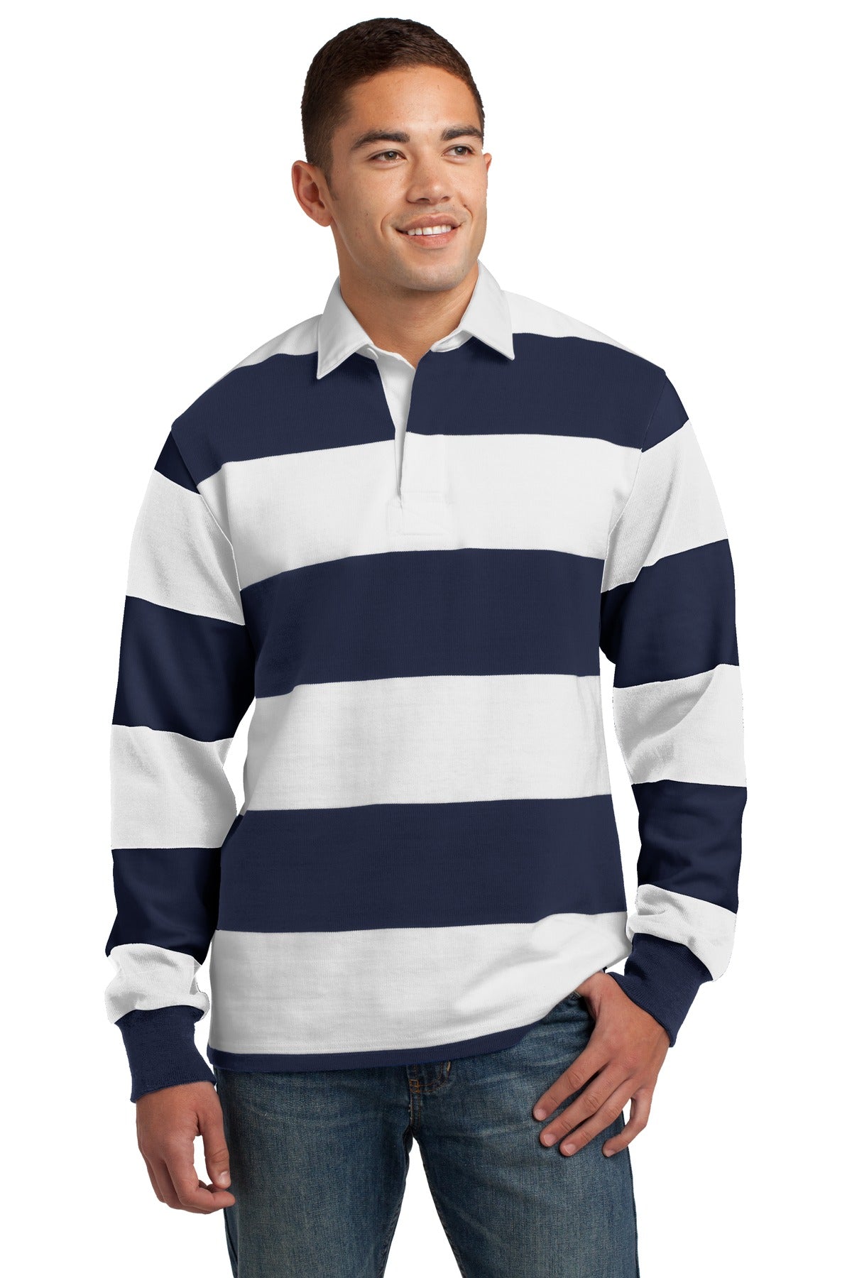 Sport-Tek Men's Classic Long Sleeve Rugby Polo Mens Apparel Shirts & Tops
