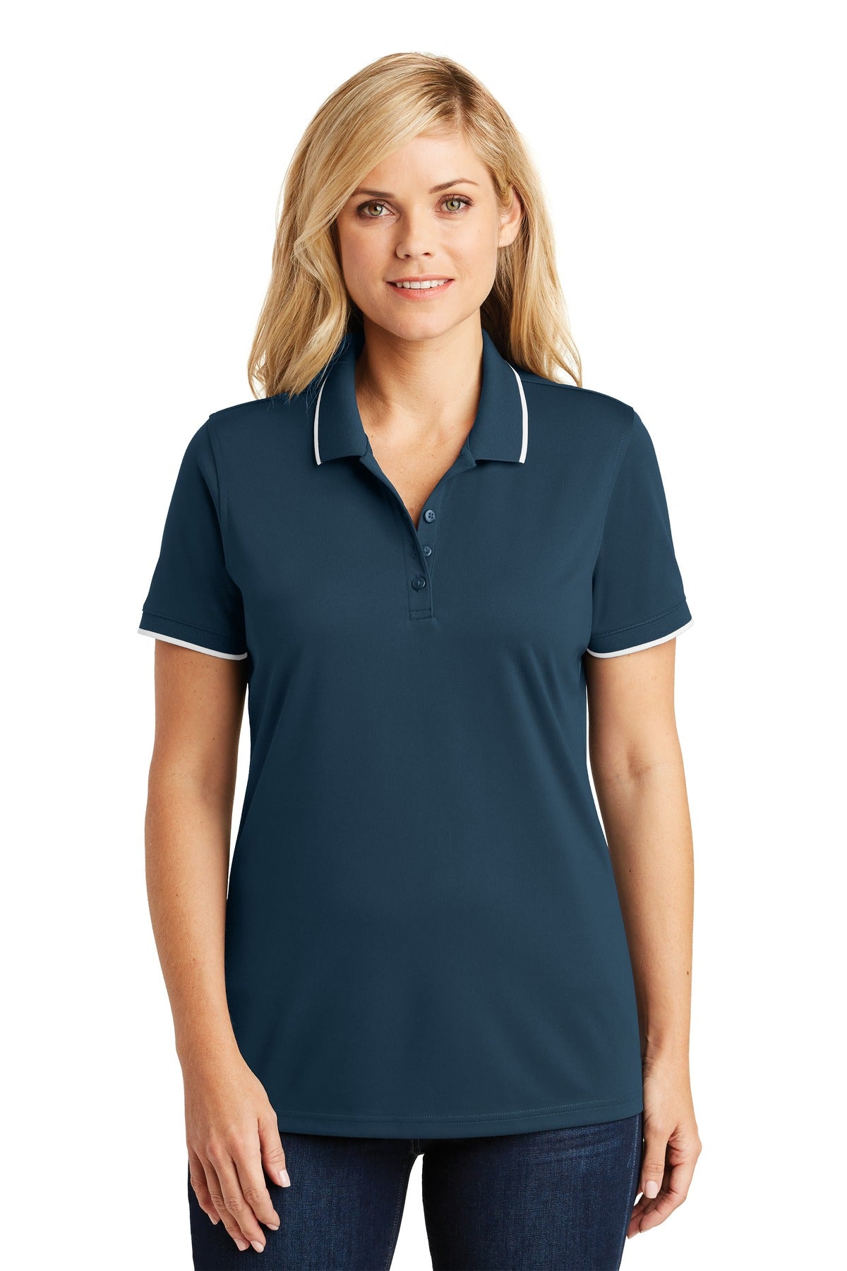 Port Authority Women's Dry Zone UV Micro-Mesh Tipped Polo. LK111 Womens Apparel Shirts & Tops