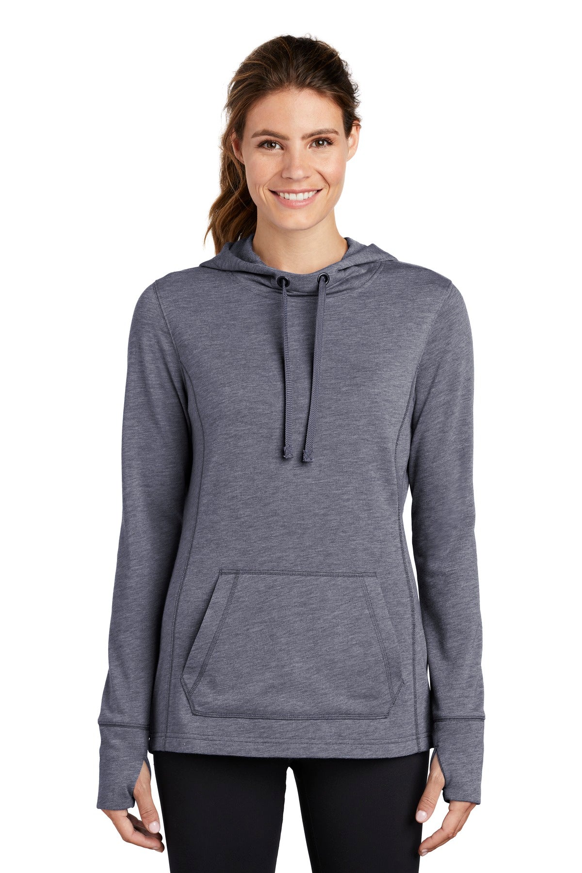 Sport-Tek Women's PosiCharge Tri-Blend Wicking Fleece Hooded Pullover LST296 Womens Apparel Sweatshirts & Fleece