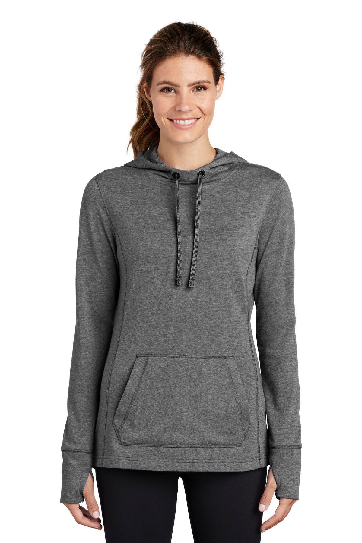 Sport-Tek Women's PosiCharge Tri-Blend Wicking Fleece Hooded Pullover LST296 Womens Apparel Sweatshirts & Fleece