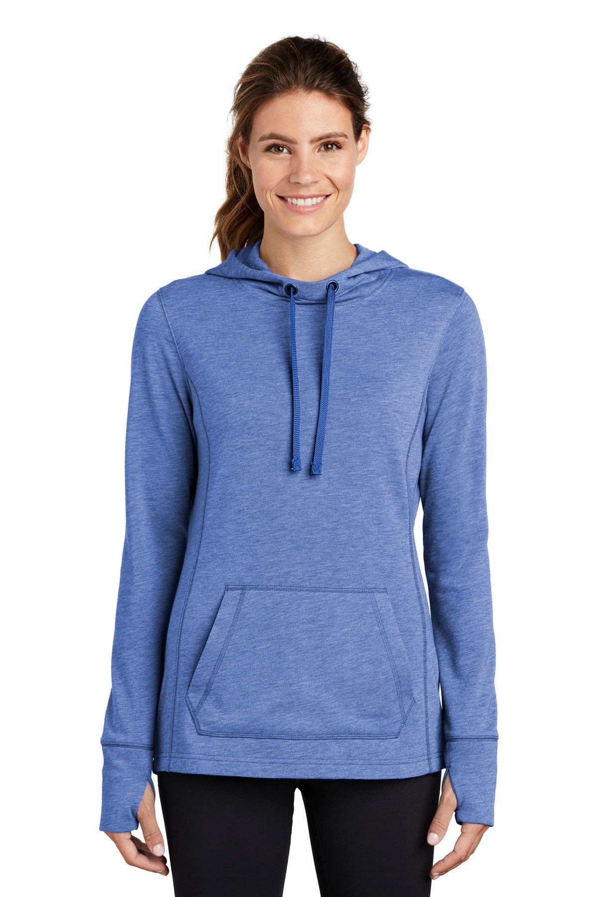 Sport-Tek Women's PosiCharge Tri-Blend Wicking Fleece Hooded Pullover LST296 Womens Apparel Sweatshirts & Fleece