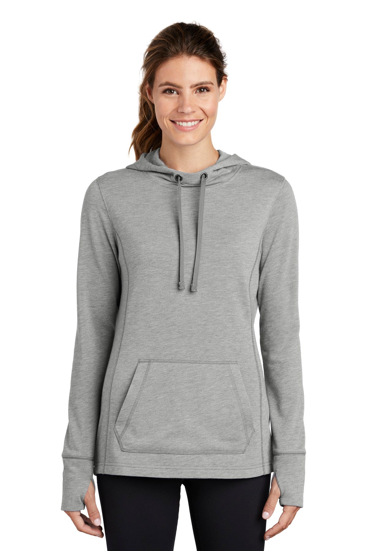 Sport-Tek Women's PosiCharge Tri-Blend Wicking Fleece Hooded Pullover LST296 Womens Apparel Sweatshirts & Fleece