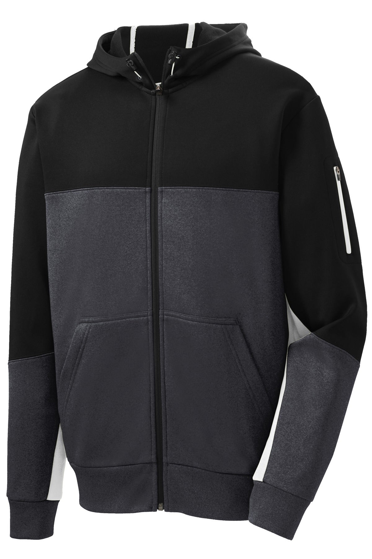 Sport-Tek Men's Tech Fleece Colorblock Full-Zip Hooded Jacket Mens Apparel Jackets & Vests