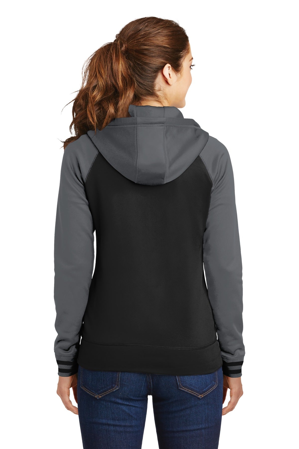 Sport-Tek Women's Sport-Wick Varsity Fleece Full-Zip Hooded Jacket. LST236 Womens Apparel Jackets & Vests