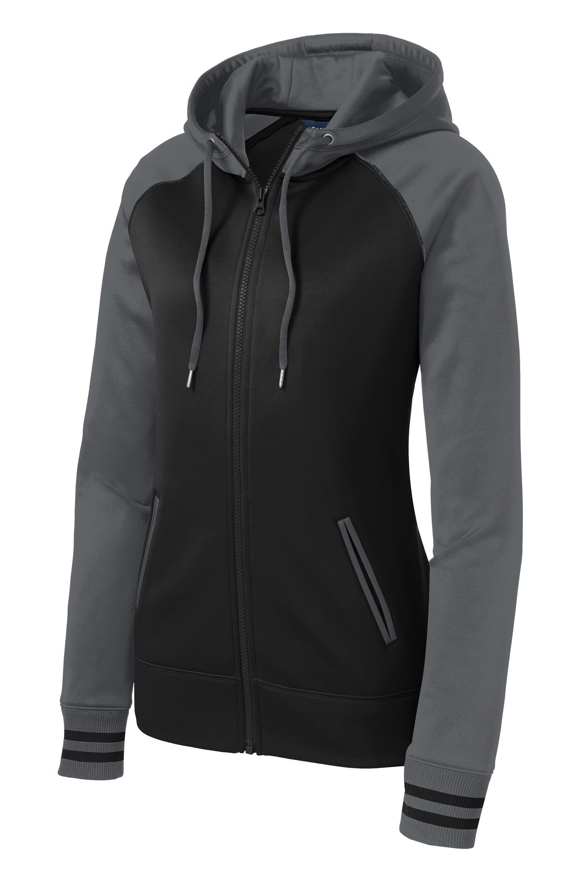 Sport-Tek Women's Sport-Wick Varsity Fleece Full-Zip Hooded Jacket. LST236 Womens Apparel Jackets & Vests