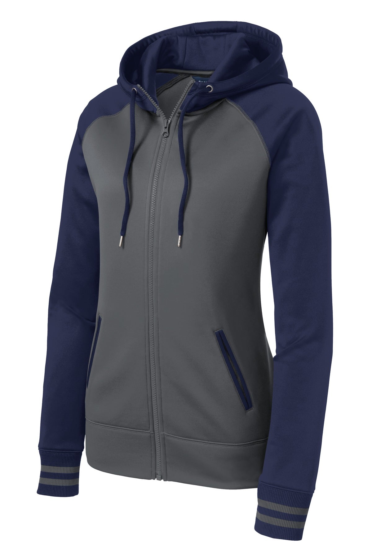 Sport-Tek Women's Sport-Wick Varsity Fleece Full-Zip Hooded Jacket. LST236 Womens Apparel Jackets & Vests