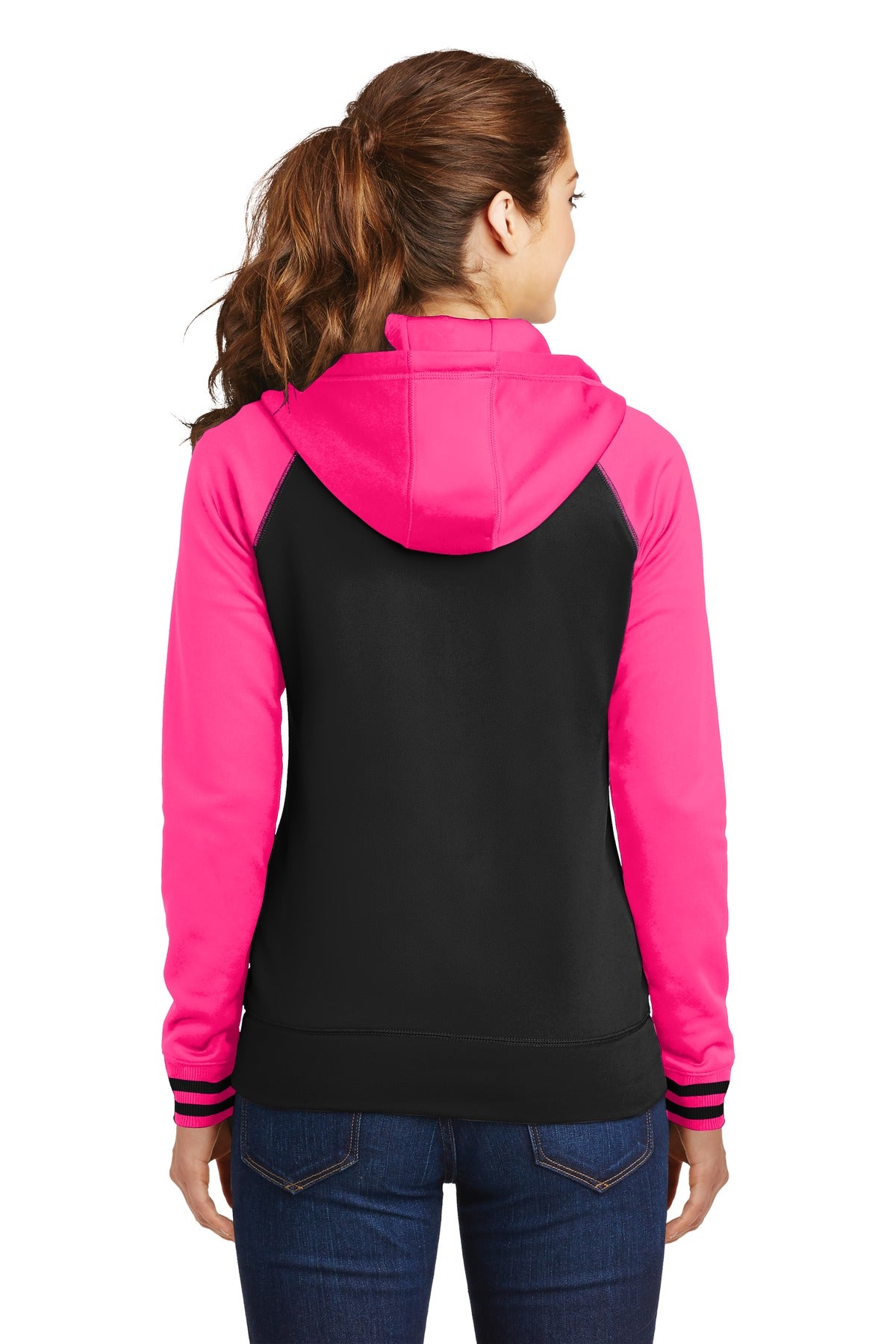 Sport-Tek Women's Sport-Wick Varsity Fleece Full-Zip Hooded Jacket. LST236 Womens Apparel Jackets & Vests