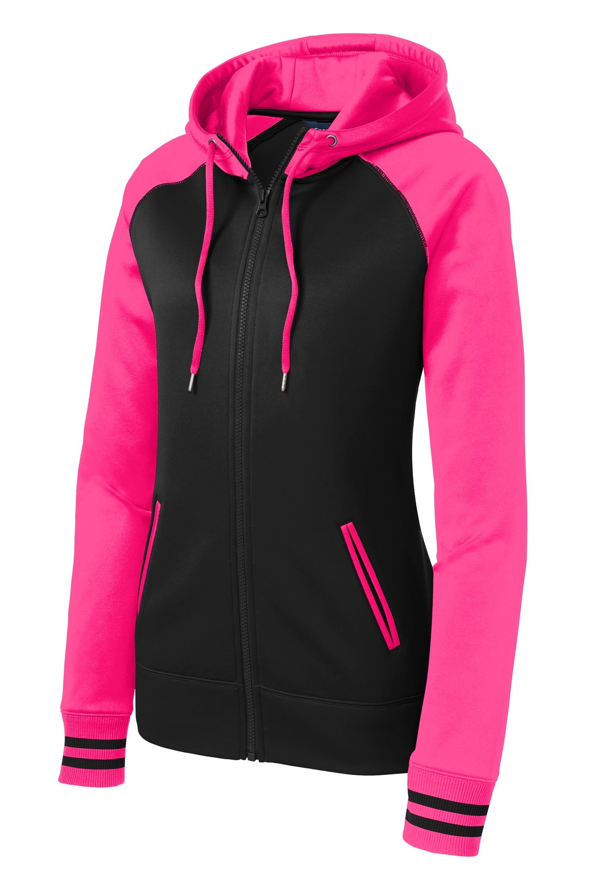 Sport-Tek Women's Sport-Wick Varsity Fleece Full-Zip Hooded Jacket. LST236 Womens Apparel Jackets & Vests