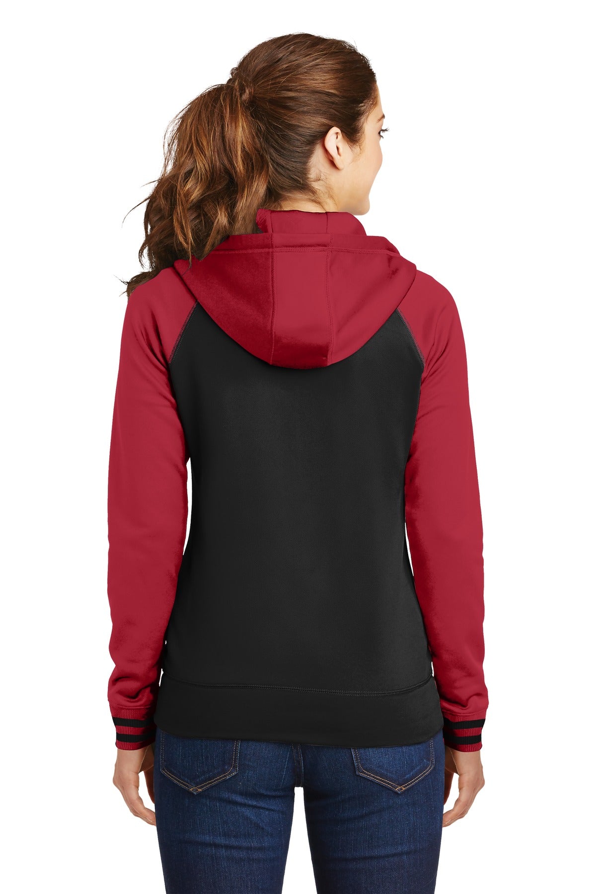 Sport-Tek Women's Sport-Wick Varsity Fleece Full-Zip Hooded Jacket. LST236 Womens Apparel Jackets & Vests