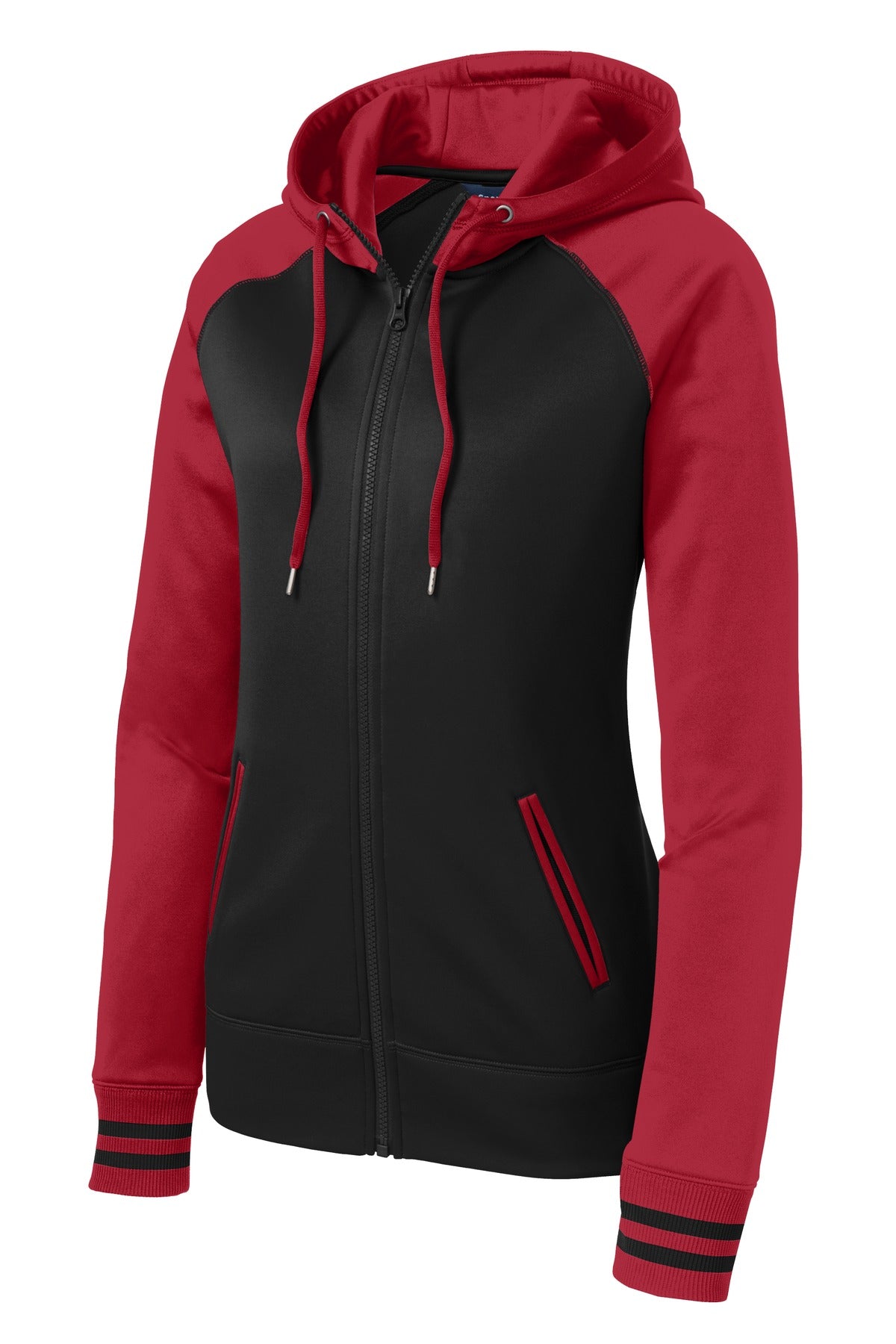 Sport-Tek Women's Sport-Wick Varsity Fleece Full-Zip Hooded Jacket. LST236 Womens Apparel Jackets & Vests