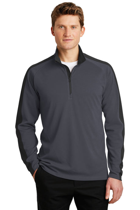 Sport-Tek Men's Sport-Wick Textured Colorblock 1/4-Zip Pullover Mens Apparel Sweatshirts & Fleece