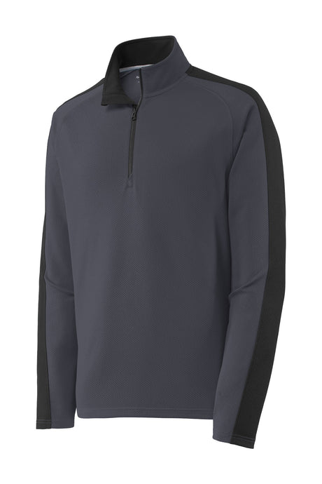 Sport-Tek Men's Sport-Wick Textured Colorblock 1/4-Zip Pullover Mens Apparel Sweatshirts & Fleece