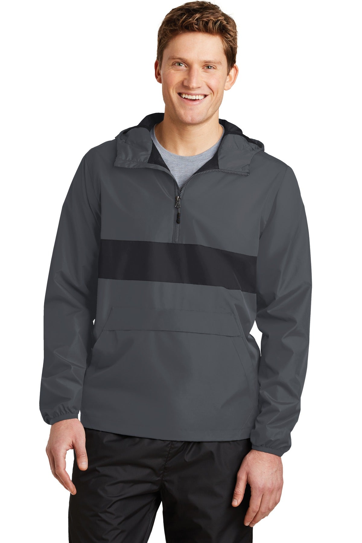 Sport-Tek Men's Zipped Pocket Anorak Mens Apparel Jackets & Vests