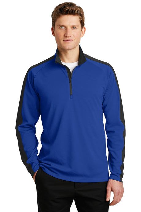 Sport-Tek Men's Sport-Wick Textured Colorblock 1/4-Zip Pullover Mens Apparel Sweatshirts & Fleece