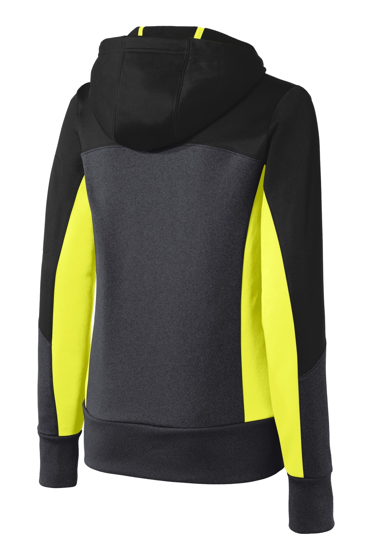 Sport-Tek Women's Tech Fleece Colorblock Full-Zip Hooded Jacket. LST245 Womens Apparel Jackets & Vests