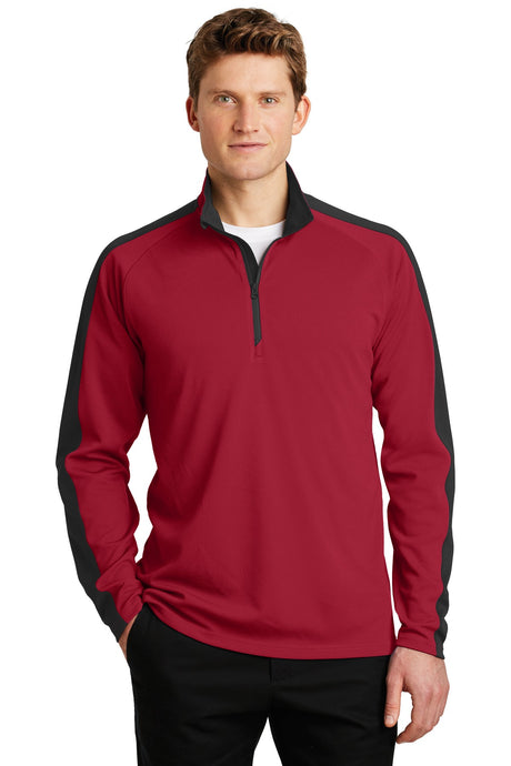 Sport-Tek Men's Sport-Wick Textured Colorblock 1/4-Zip Pullover Mens Apparel Sweatshirts & Fleece