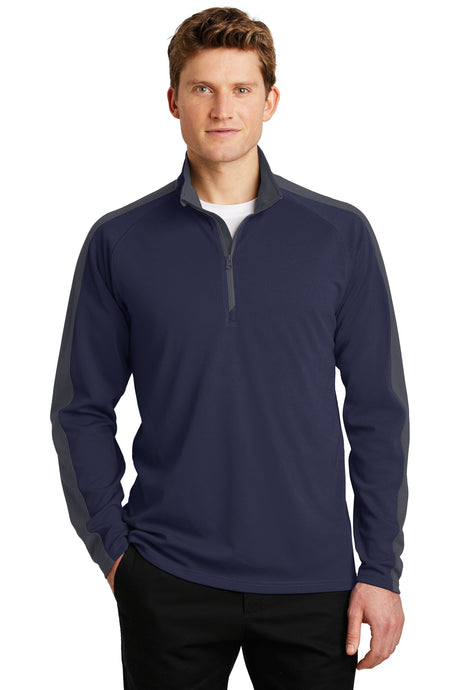 Sport-Tek Men's Sport-Wick Textured Colorblock 1/4-Zip Pullover Mens Apparel Sweatshirts & Fleece