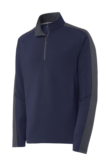 Sport-Tek Men's Sport-Wick Textured Colorblock 1/4-Zip Pullover Mens Apparel Sweatshirts & Fleece