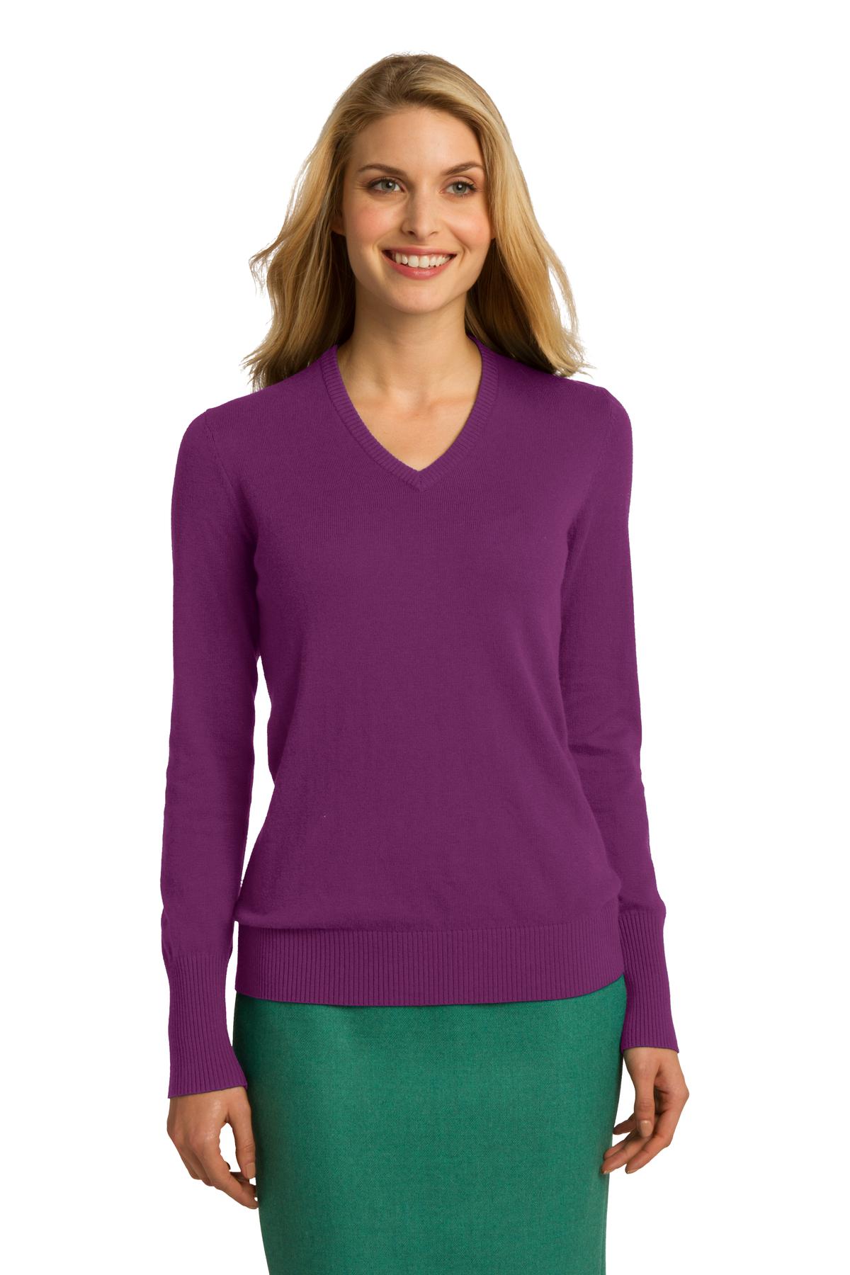 Port Authority Women's V-Neck Sweater. LSW285 Womens Apparel Shirts & Tops