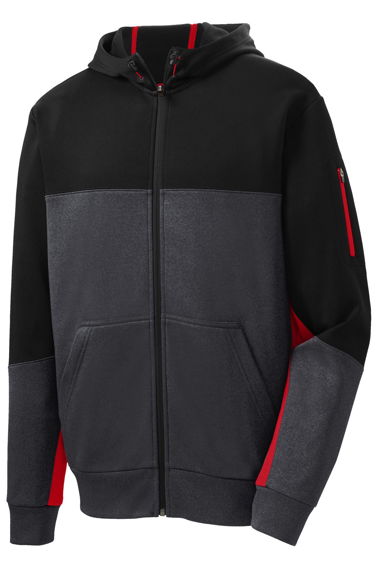 Sport-Tek Men's Tech Fleece Colorblock Full-Zip Hooded Jacket Mens Apparel Jackets & Vests