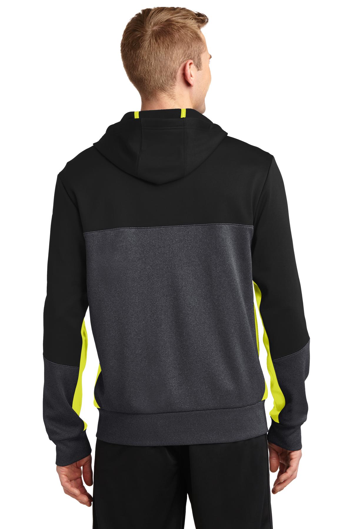 Sport-Tek Men's Tech Fleece Colorblock Full-Zip Hooded Jacket Mens Apparel Jackets & Vests