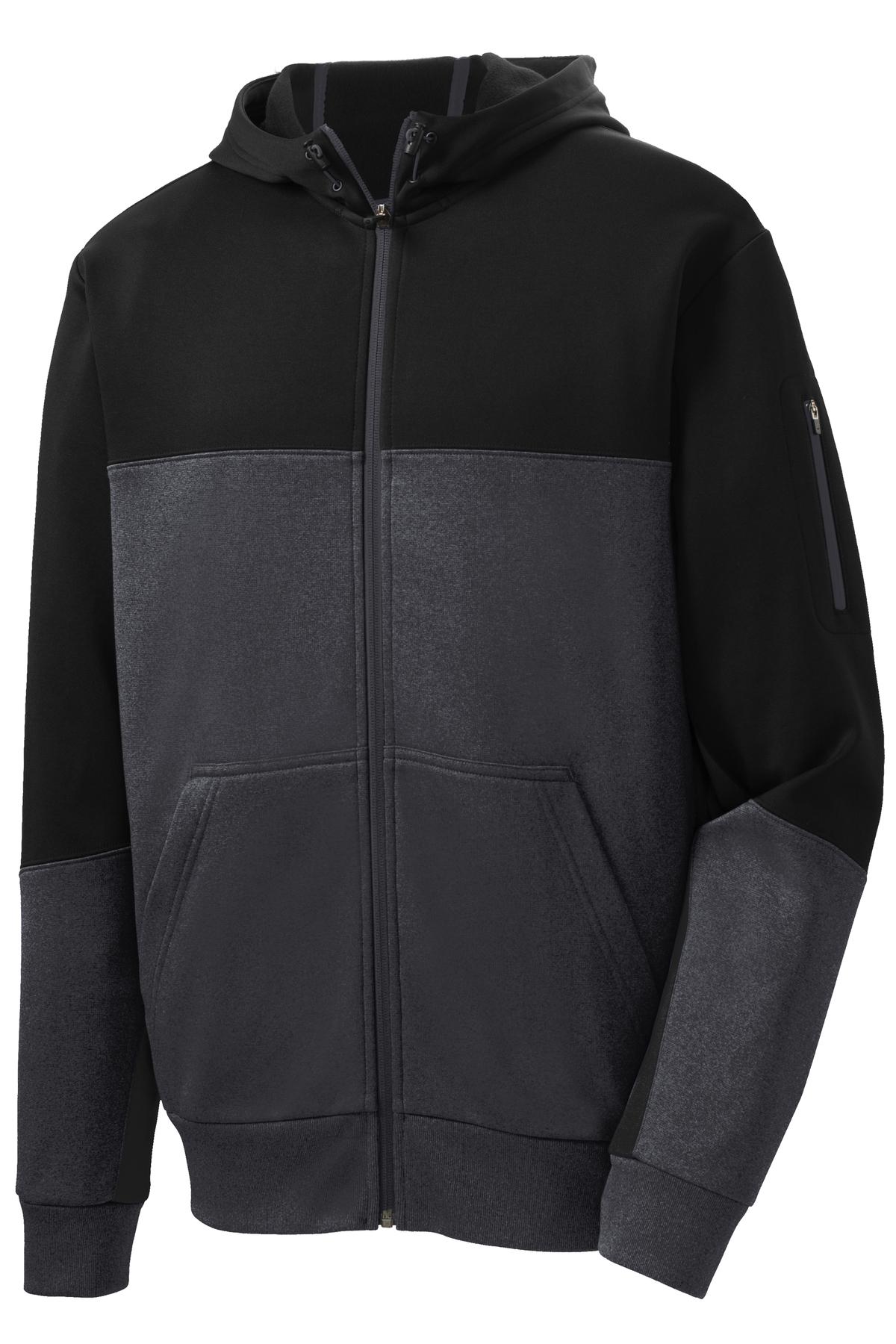 Sport-Tek Men's Tech Fleece Colorblock Full-Zip Hooded Jacket Mens Apparel Jackets & Vests