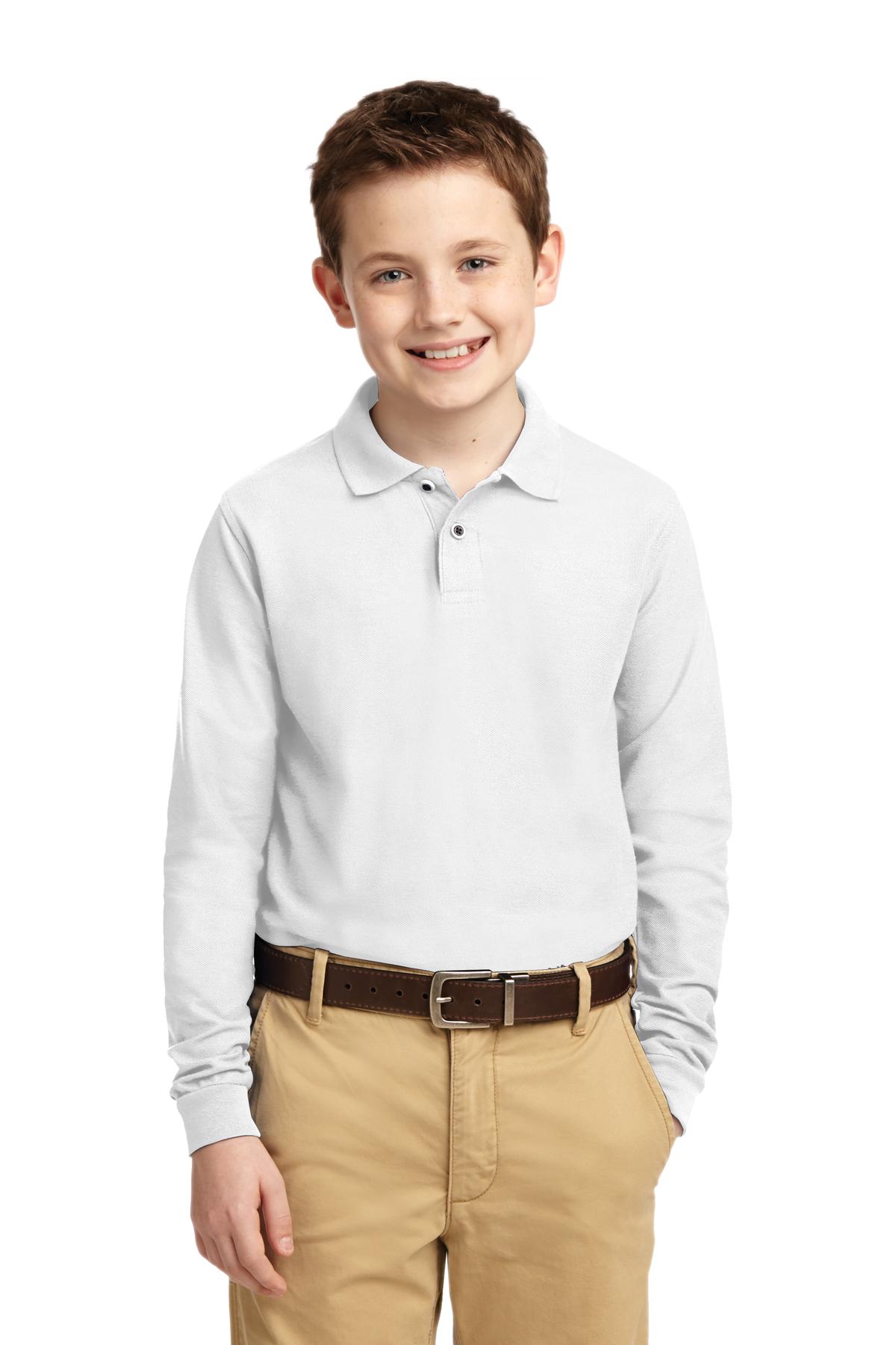 Port Authority Youth Long Sleeve Silk Touch Polo. Y500LS Youth Apparel Shirts & Tops