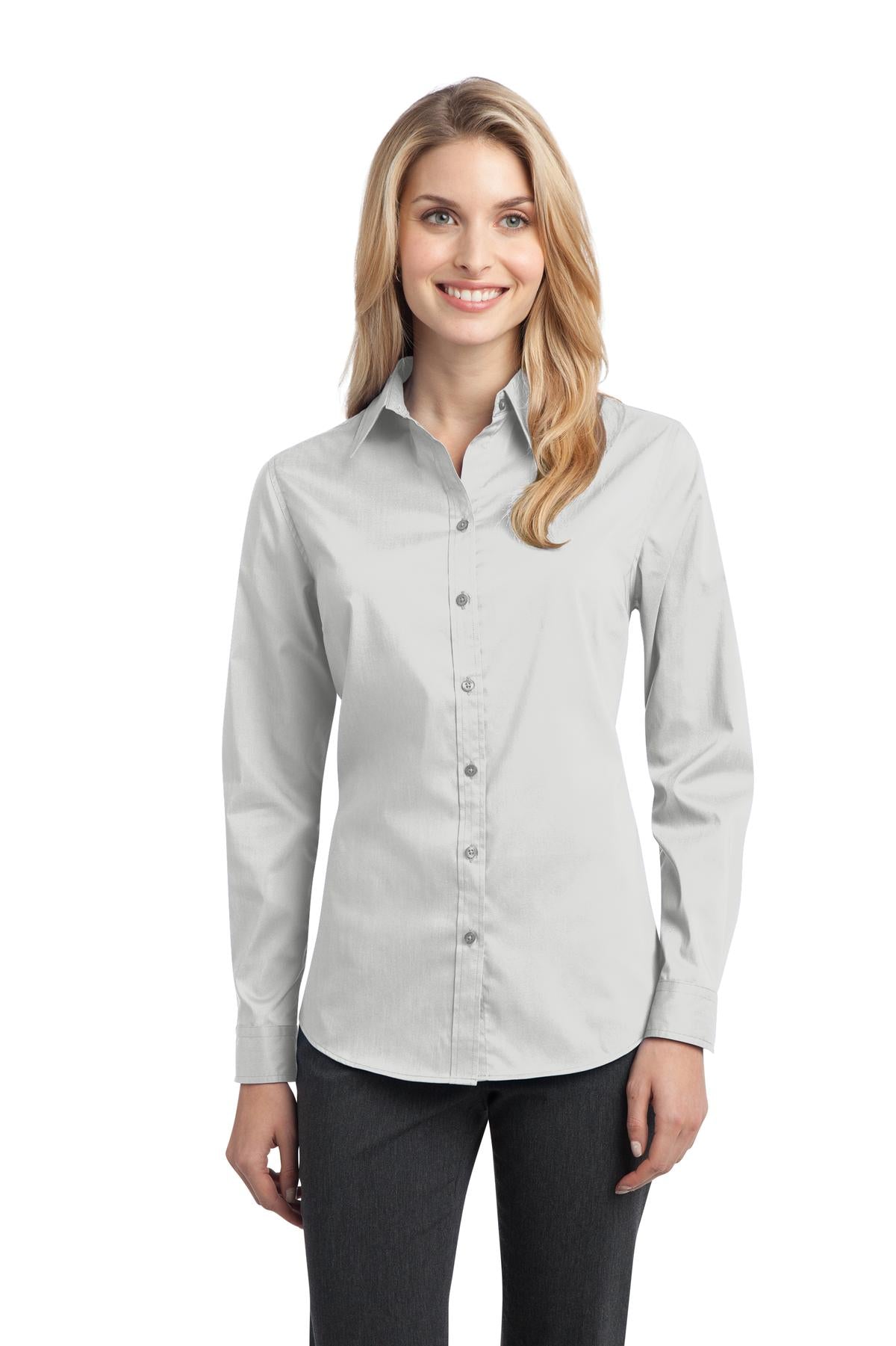 Port Authority Ladies Stretch Poplin Shirt. L646 Womens Apparel Shirts & Tops
