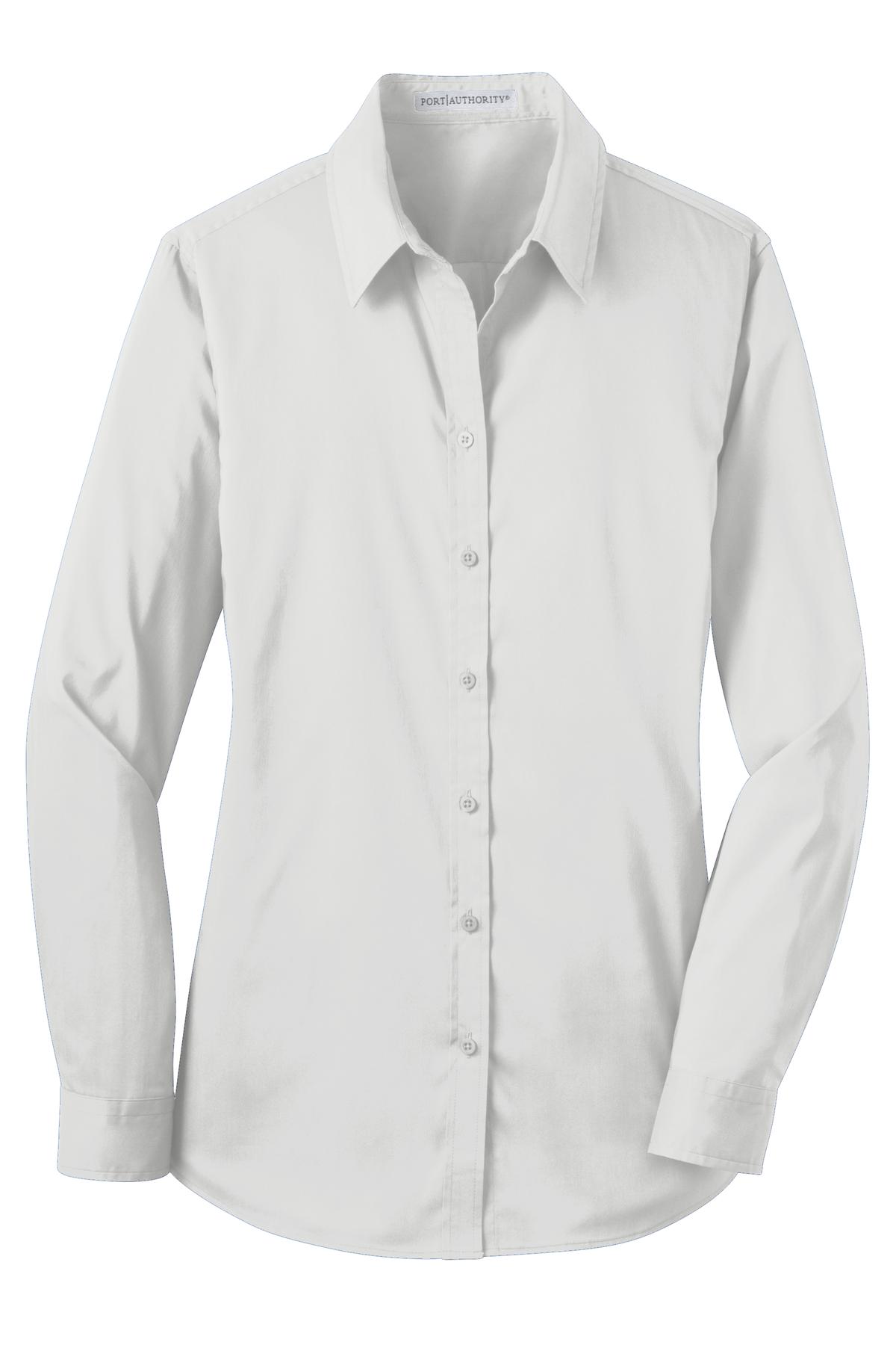 Port Authority Ladies Stretch Poplin Shirt. L646 Womens Apparel Shirts & Tops