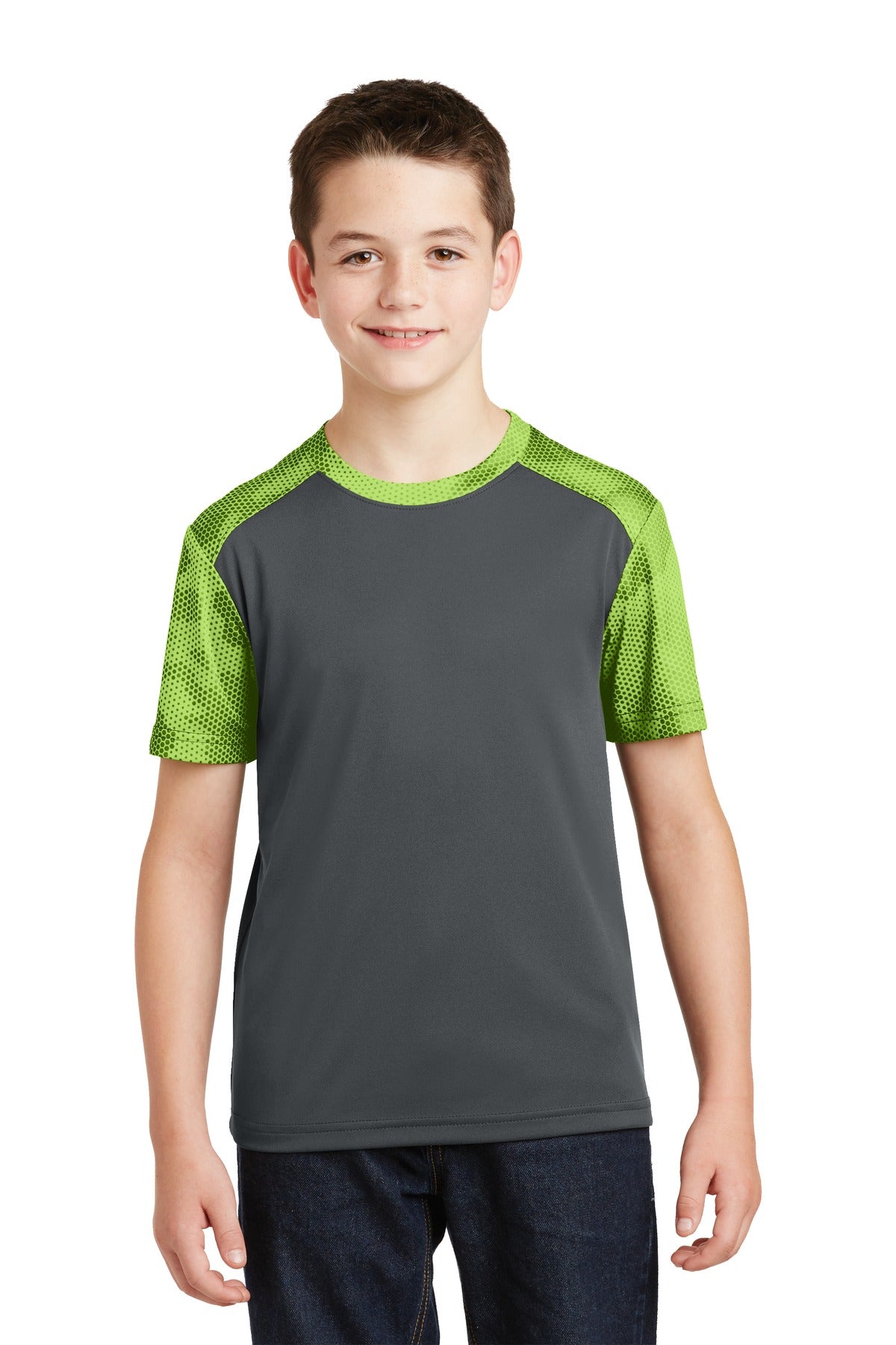 Sport-Tek Youth CamoHex Colorblock Tee YST371 Youth Apparel Shirts & Tops