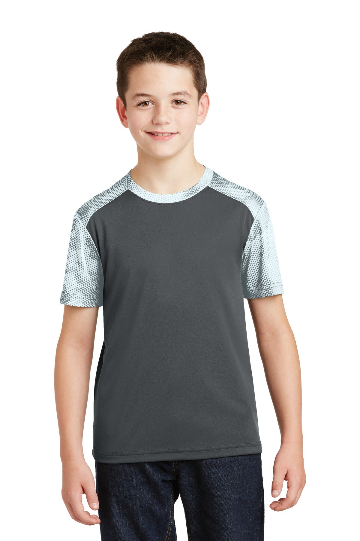 Sport-Tek Youth CamoHex Colorblock Tee YST371 Youth Apparel Shirts & Tops