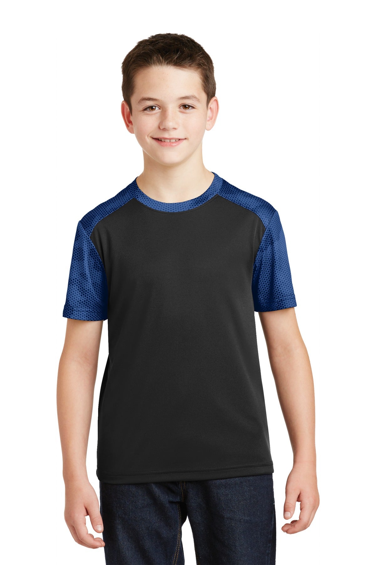 Sport-Tek Youth CamoHex Colorblock Tee YST371 Youth Apparel Shirts & Tops