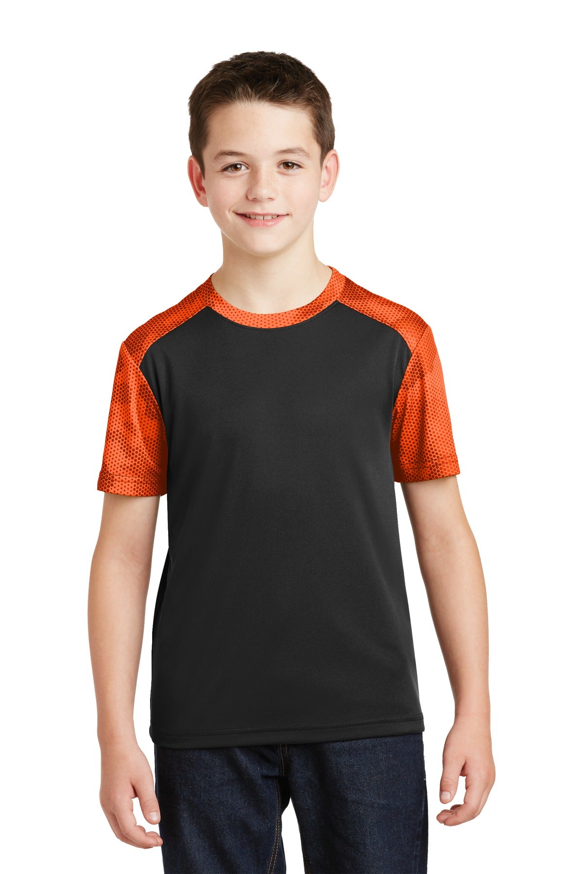 Sport-Tek Youth CamoHex Colorblock Tee YST371 Youth Apparel Shirts & Tops