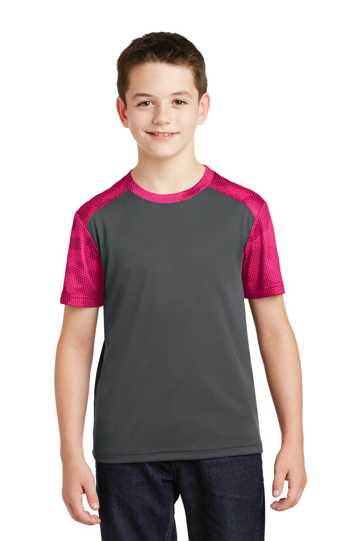 Sport-Tek Youth CamoHex Colorblock Tee YST371 Youth Apparel Shirts & Tops