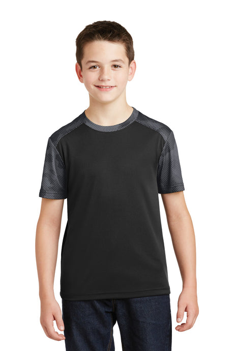 Sport-Tek Youth CamoHex Colorblock Tee YST371 Youth Apparel Shirts & Tops