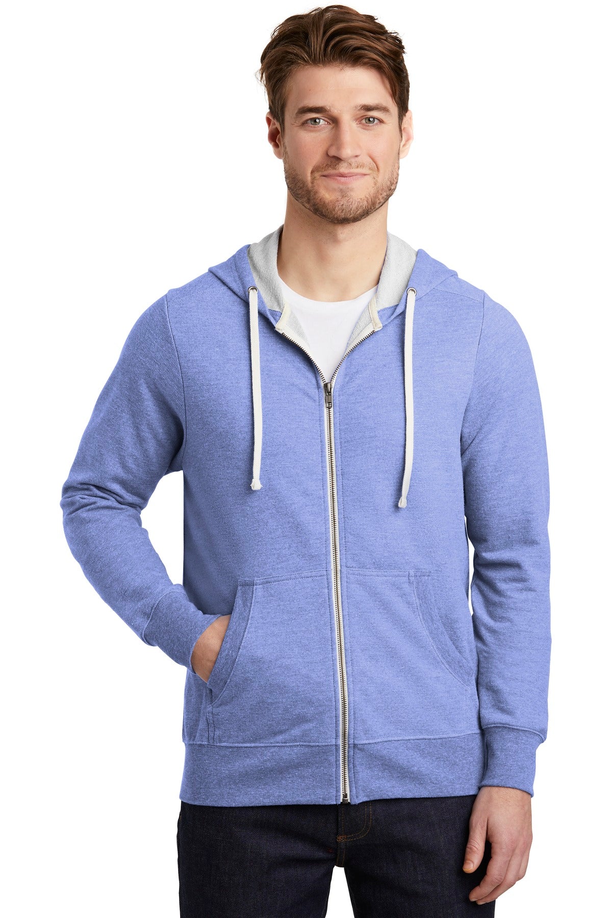 District Perfect Tri French Terry Full-Zip Hoodie. DT356 Mens Apparel Sweatshirts & Fleece