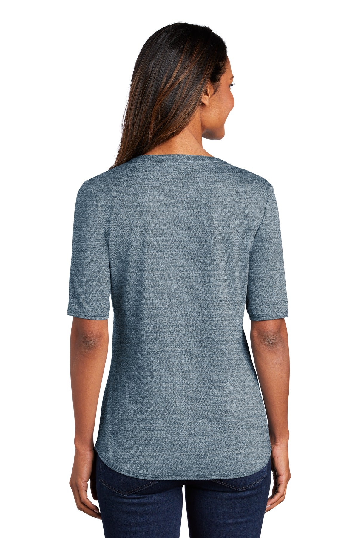 Port Authority Women's Stretch Heather Open Neck Top LK583 Womens Apparel Shirts & Tops