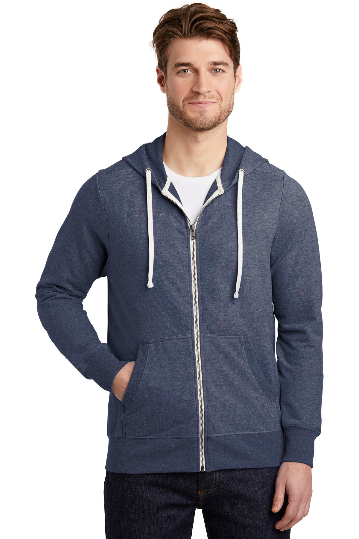 District Perfect Tri French Terry Full-Zip Hoodie. DT356 Mens Apparel Sweatshirts & Fleece