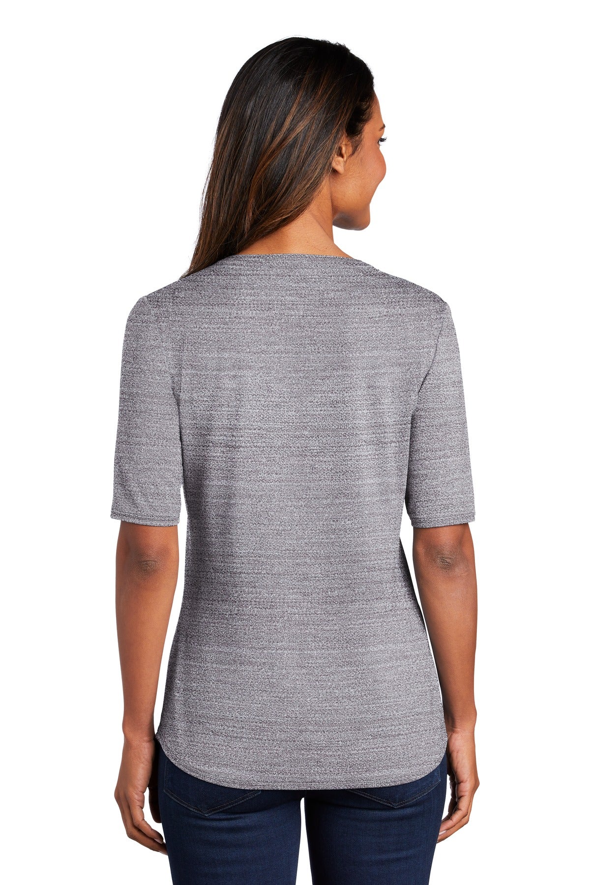 Port Authority Women's Stretch Heather Open Neck Top LK583 Womens Apparel Shirts & Tops